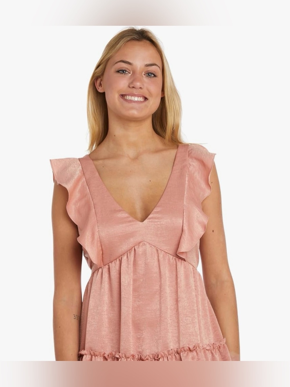 Morgan & Co. Peach Ruffle Mini Dress - Picture 2 of 9